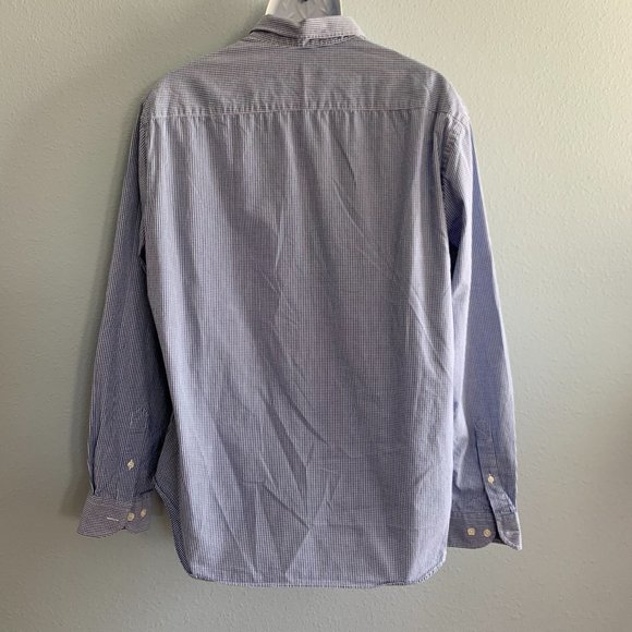 Armani Collizioni Blue Gingham Plaid Dress Shirt - Picture 3 of 7